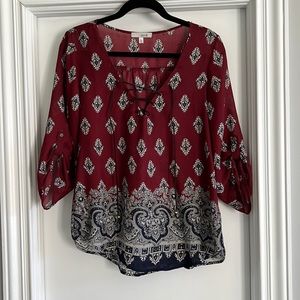 Women’s lace up lightweight blouse